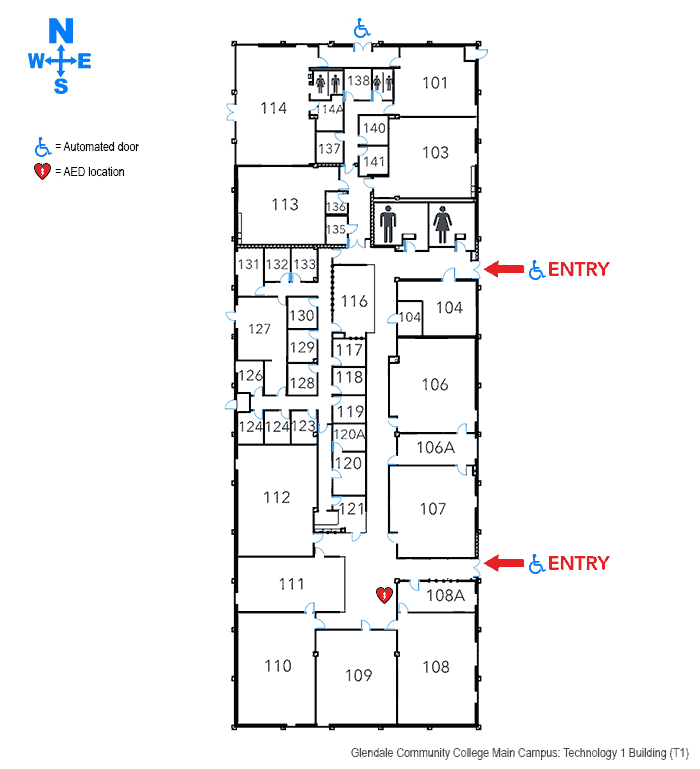 Technology 1 building floorplan at Glendale Community College