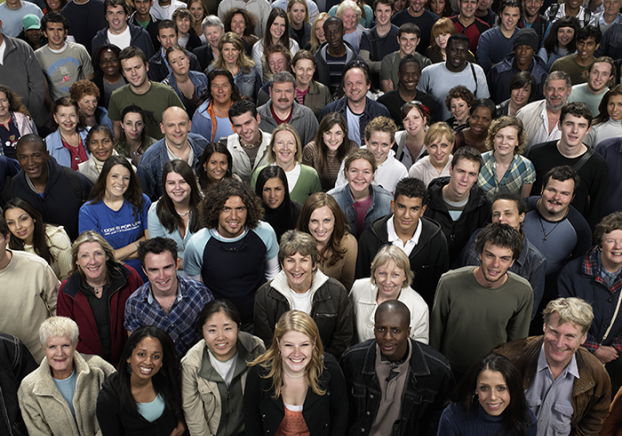 A large crowd of diverse people.